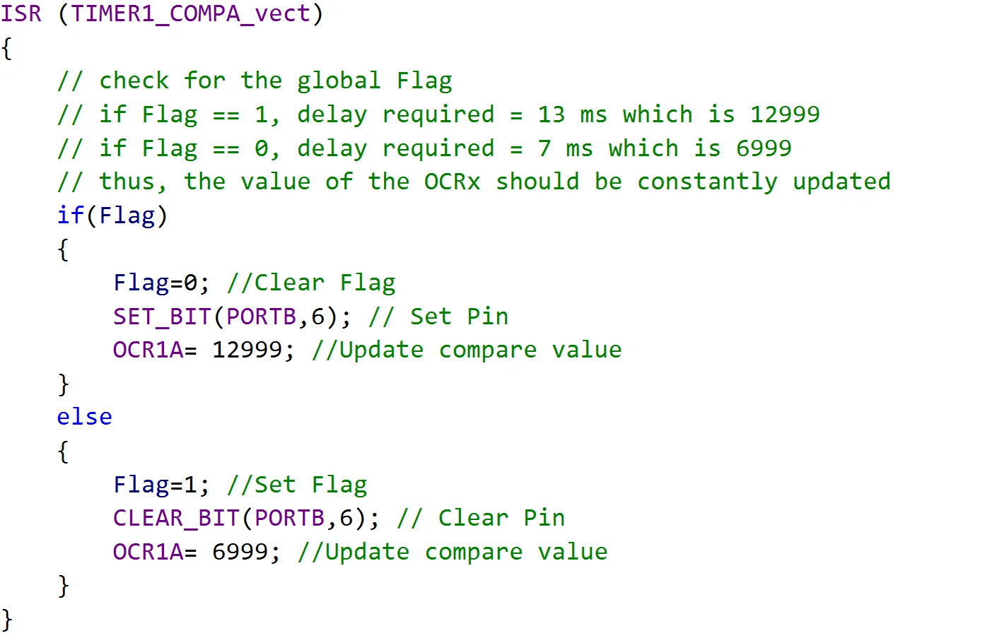 ISR Code Implementation