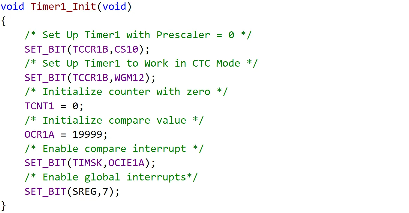 Timer Initialization Code